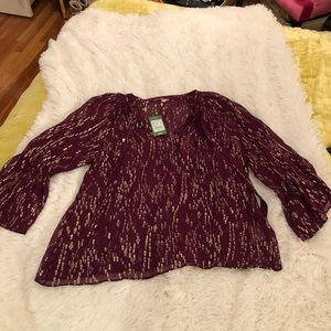 NWOT Lilly Pulitzer Matilda Gold & Burgundy Top